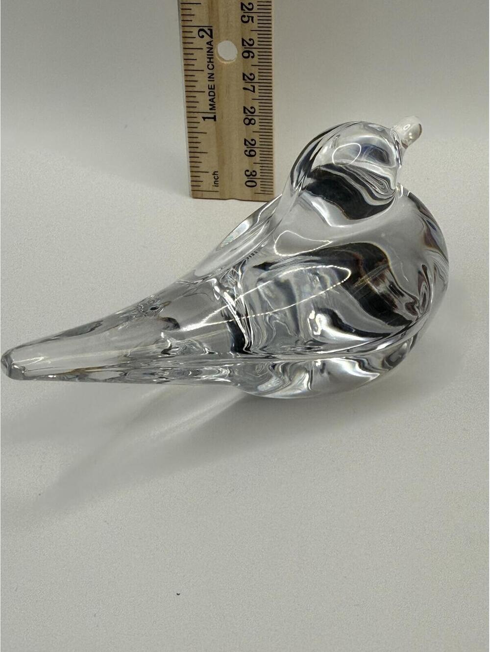 Daum France Crystal Bird Figurine Signed Clear Art Glass Dove Sculpture